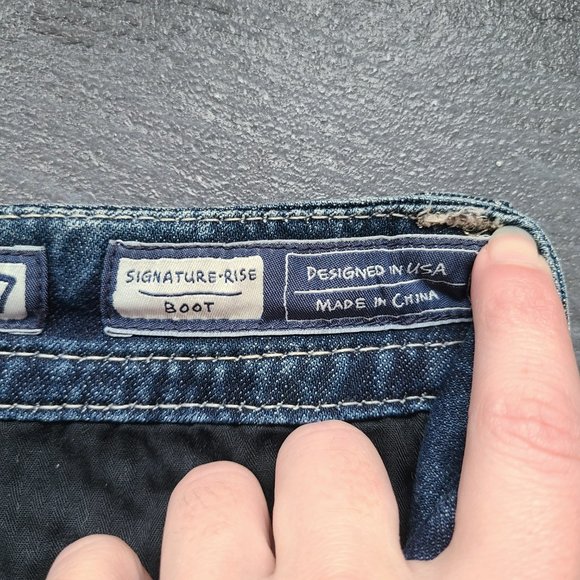 Miss Me Signature Rise Boot Cut Blue Jeans Sequin Western Embroidered Denim 27 - Picture 8 of 13